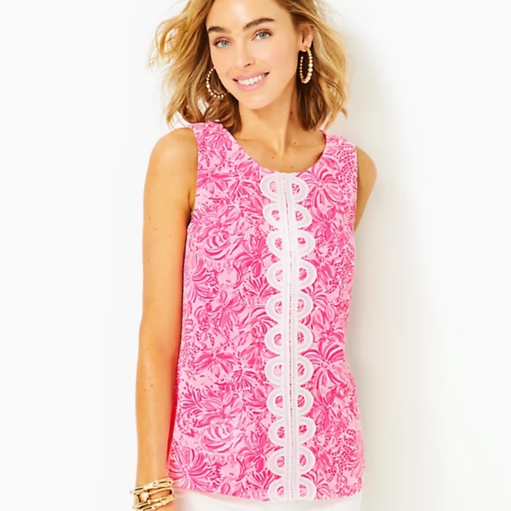 Lilly Pulitzer Fola pink sleeveless top size 10 NWT pink blossom foxy llama